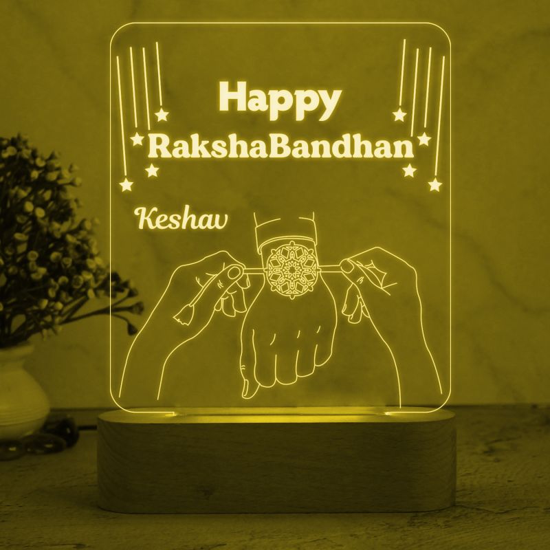 Gift Me Bazar Personalized Happy Raksha Bandhan Night Lamp with Multicolored Light